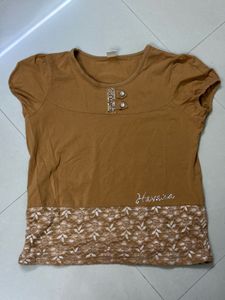 Cute Brown Lace T-Shirt
