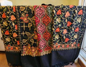 Embroidered shawl cum duptta- Black Collec
