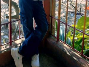 A Woman Cargo Jeans.