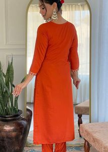 Embroidered Straight Kurta With Trouser &amp; Dupatta