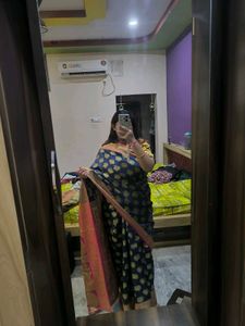 Elegant Blue &amp; Pink Saree