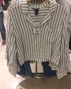 Forever 21 Striped Crop Shirt