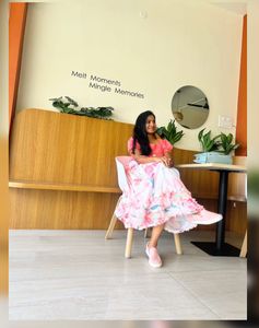 Pink Floral Midi Dress