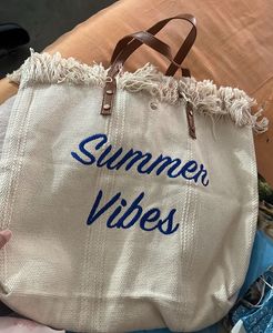 Summer Vibes Fringe Tote Bag