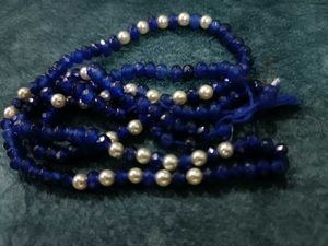 Blue Beaded Pearl Necklace