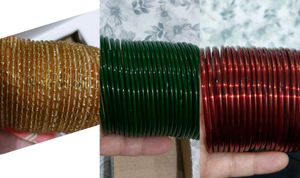 Glass Bangles Maroon Green Golden