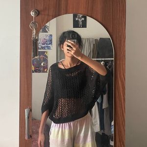 Black Knit Crop Top