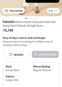 FAB india Elegant Peach Kurta