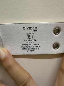 H&amp;M White Studded Leather Belt