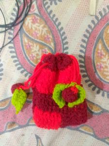 Handmade Crochet Drawstring Pouch