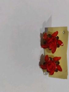 Red Flower Earrings