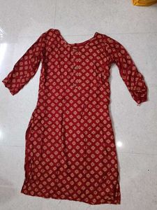 Red Printed Kurta