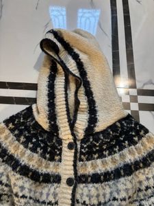 Patterned Hooded Cardigan