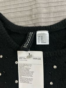 H&amp;M Black Knit Short Sleeve Top