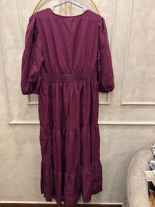 Tiered V-Neck Fit &amp; Flare Maxi Dress