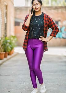 Red Plaid Flannel &amp; Purple Leggings