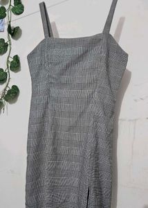 Gray Plaid Mini Dress