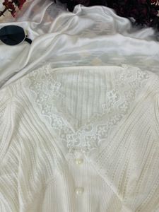 Lace Trim Knit Cardigan