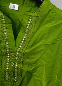 Green Embroided Kurti