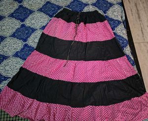 Pink & Black Tiered Skirt