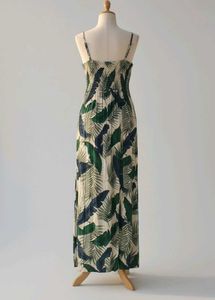 Leaf Print Maxi Dress