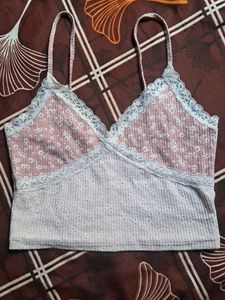 Cute Pink Lace Crop Top