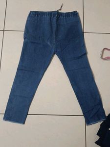 Button Detail Denim Pants