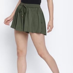 Olive Green Flowy Shorts