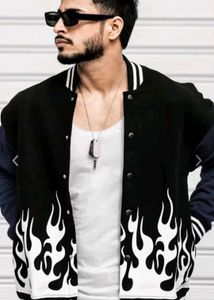 Flame Graphic Varsity Jacket L Size