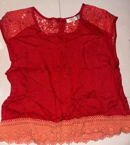 Red Lace Crop Top