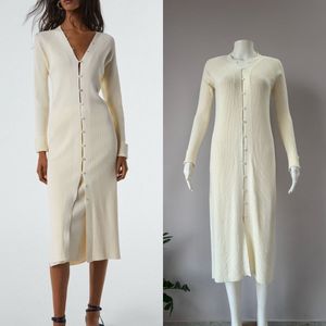 ZARA RIBBED V NECK CUFFED SLEEVES