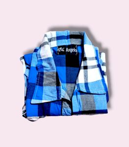 Blue Striped Cotton Shirt For Women/Girls - M Size