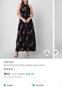 Black Halter neck Maxi Kurti/dress