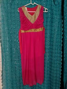 Pink & Gold Embellished Party Dress