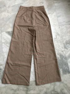 MANGO Checked Wide Leg Trousers