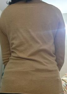 light beige or nude-colored long-sleeve top