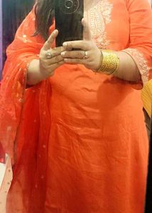 Beautiful Embroidery Orange Kurta Set