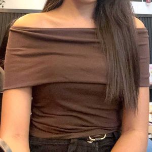 Stylish Brown Off-Shoulder Top