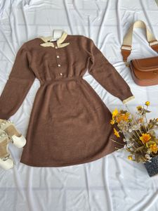 Brown Knit Mini Dress