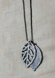 Leaf Pendant Necklace And Eiffel Tower Chain