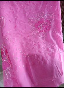 Pink Georgette Sequence Saree