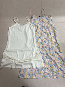 Floral & White Slip Dress Set