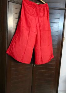 Women Red Georgette Beads Straight Palazzo Suit