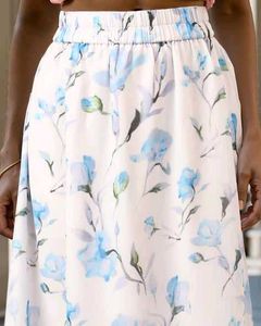 Elasticated Waist Floral Print A-line Maxi Skirt