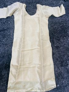 Golden Kurta With Self Print