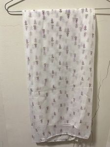 White Dupatta With Lavender Print