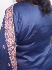 Navy Blue 3xl Pink Salwar Kameez Satin Heavy