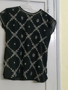 Hot Black hand Embroidered Beach Dress /Top
