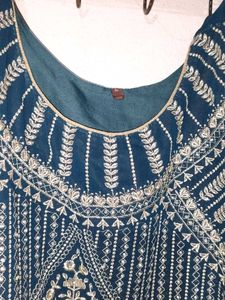 Teal Embroidered Kurti