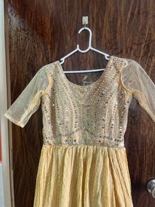 34 bust heavy golden gown with dupatta
